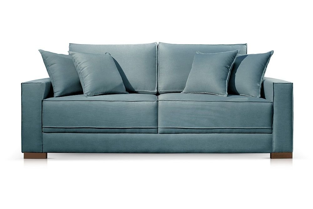 Sofá 2 Lugares Almofada Solta Linho Azul Helô 1,80m