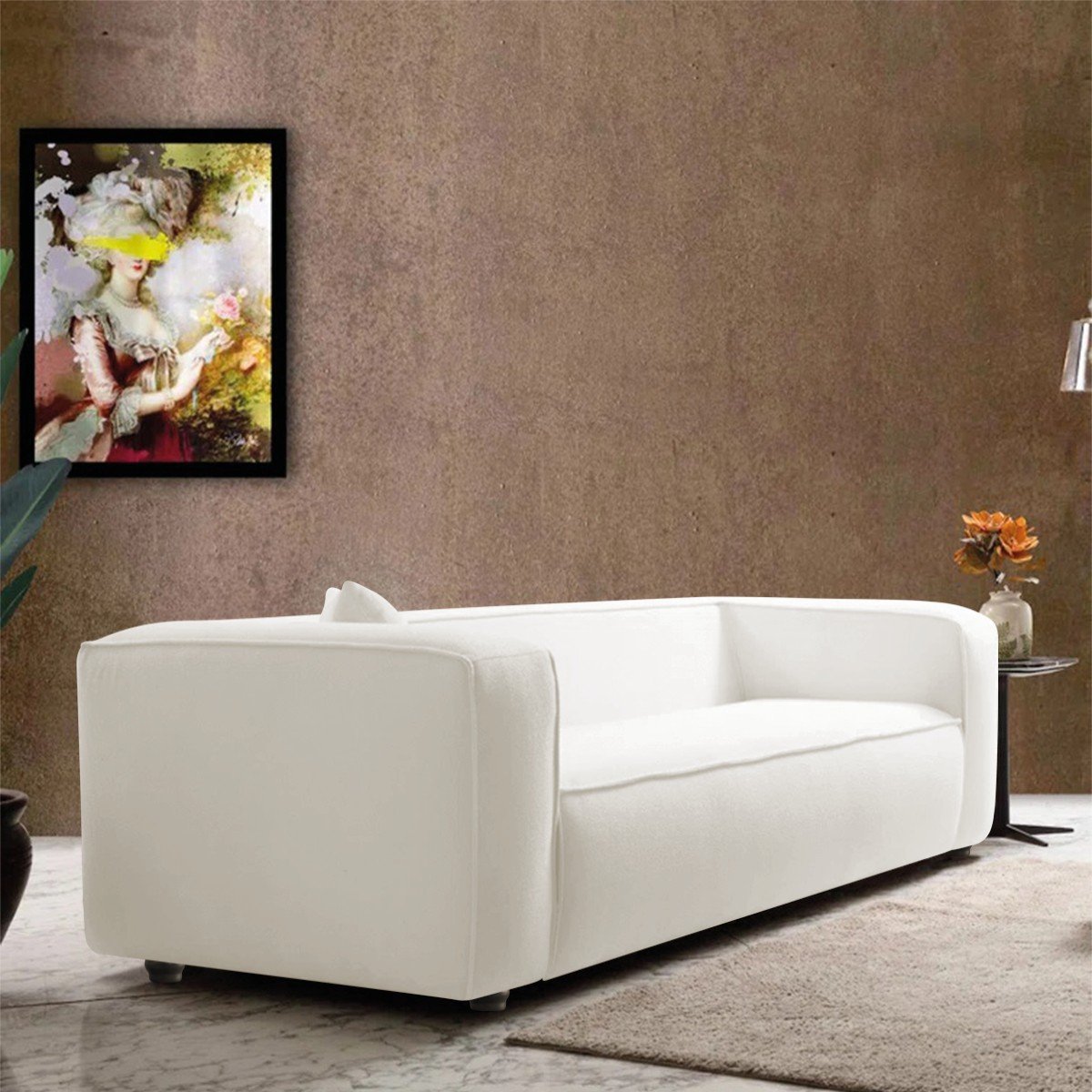 Sofá 3 Lugares 180cm Orgânico Luxo Recepção Cecília Bouclé