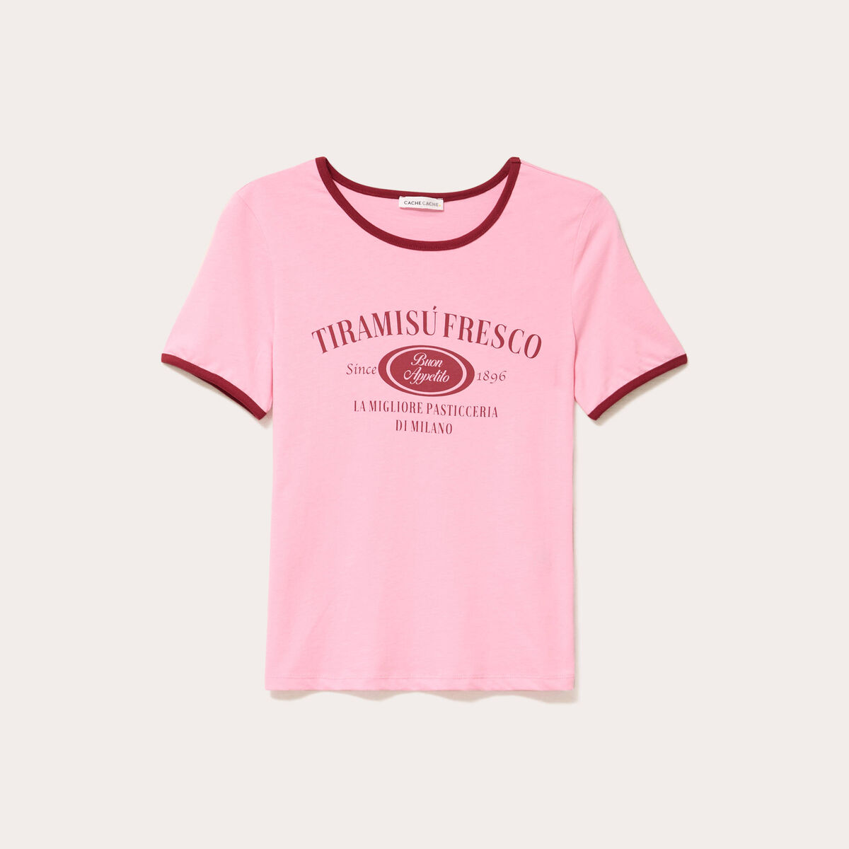 T-shirt ajusté court en coton rose femme