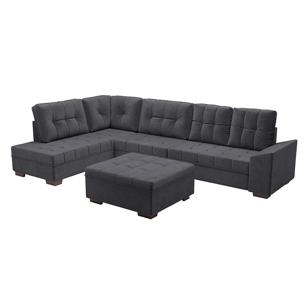 Sofá de Canto Leblon Veludo Grafite em Promoção | Ofertas na Americanas