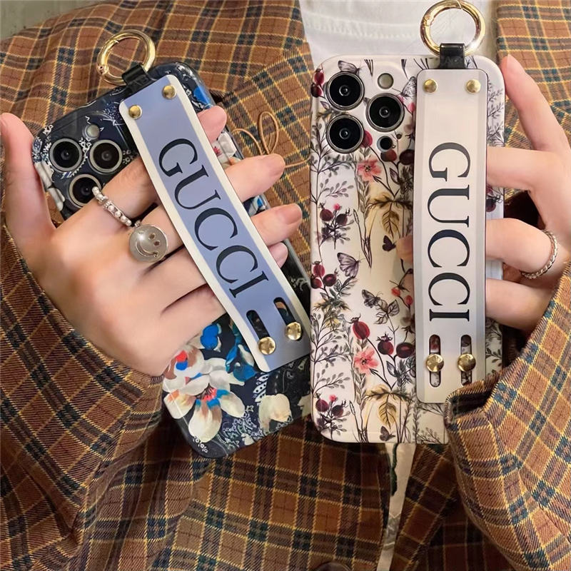 iphone16/16pro ケース 花 柄 ブランド gucci風 iphone15pro maxケース ベルト付き 派手カワ iphone14/13/12 tpuケース 大人女子 グッチ アイフォンxr 携帯ケース 海外セレブ愛用