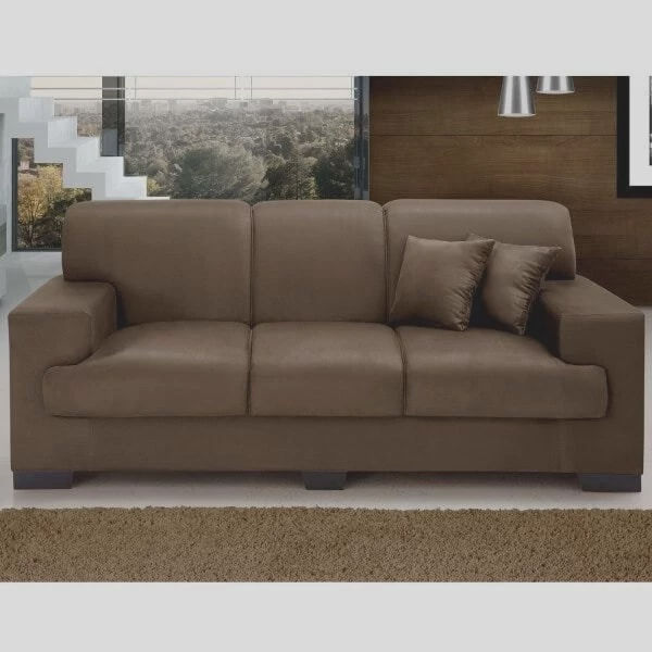 Sofá 3 Lugares Manuela Suede Liso Marrom - Império Estofados em Promoção | Ofertas na Americanas