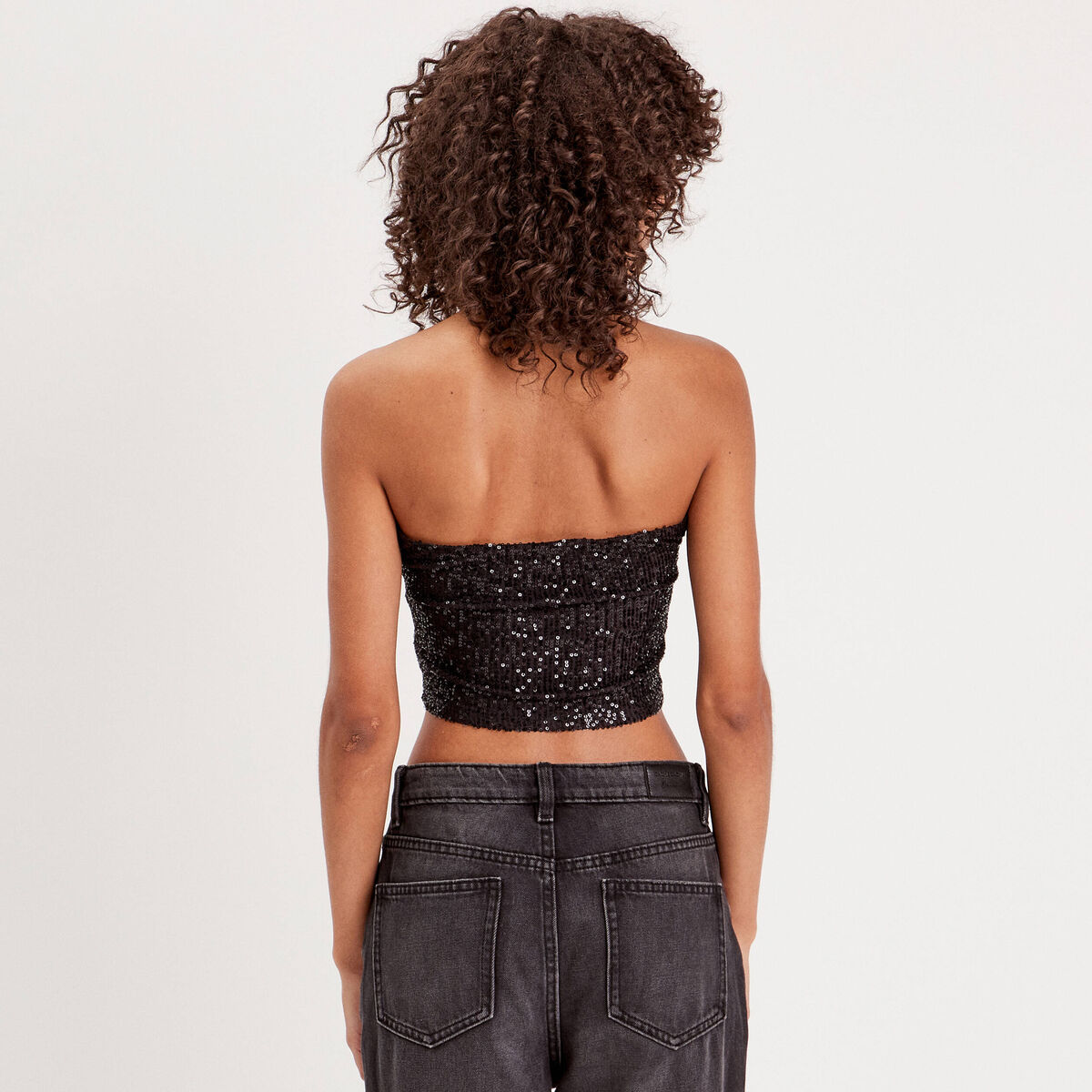 Bustier sequins noir femme