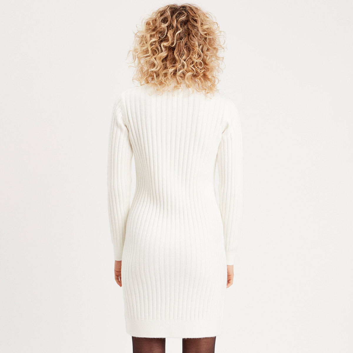 Robe pull à torsades ecru femme