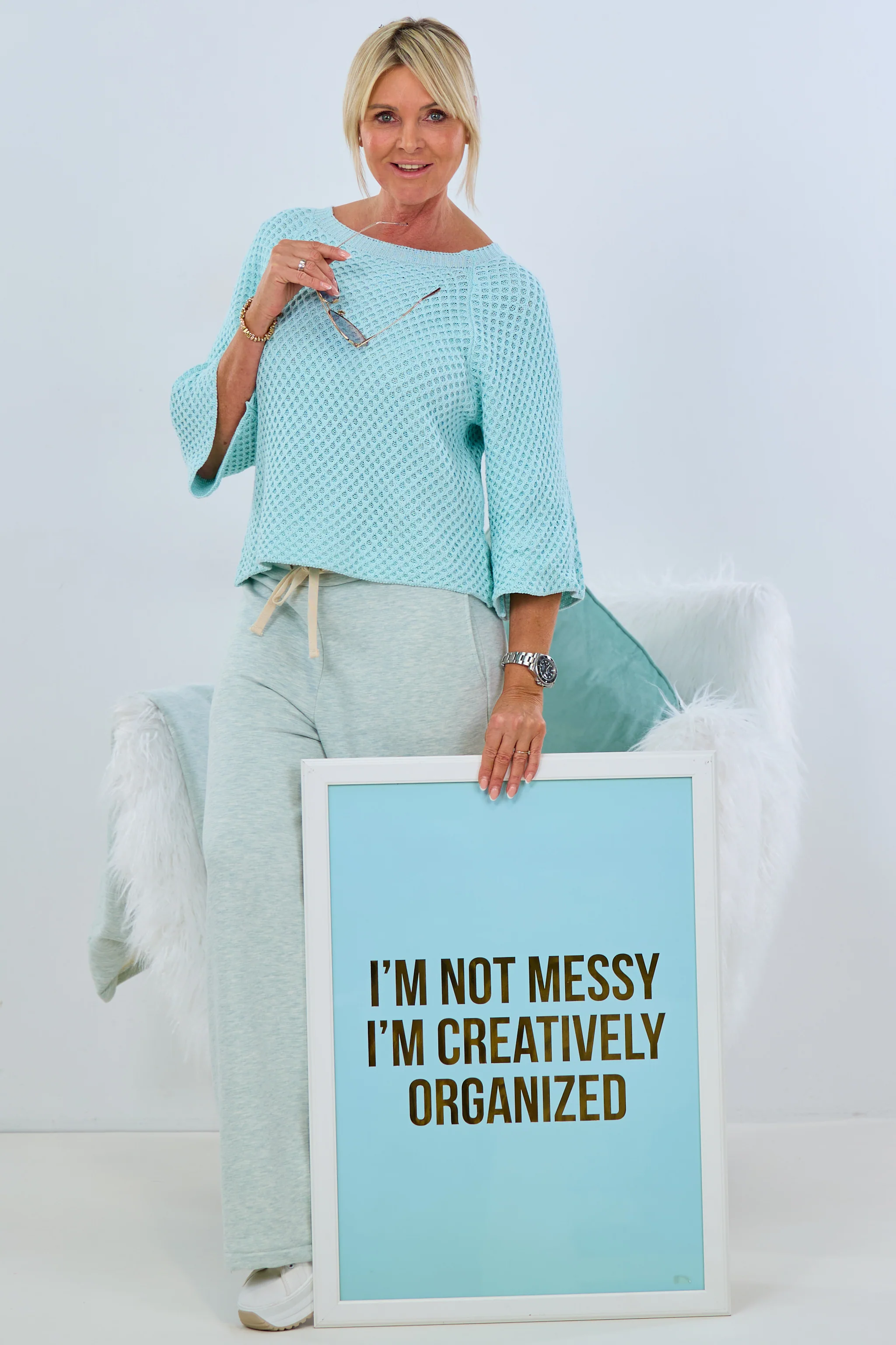 Lässige Freizeithose, mint-meliert