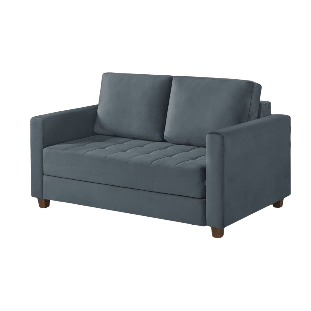 Sofá Cama Marcelle 2 Lugares 150 Casal Veludo Paris Pés de Madeira - Talento Móveis