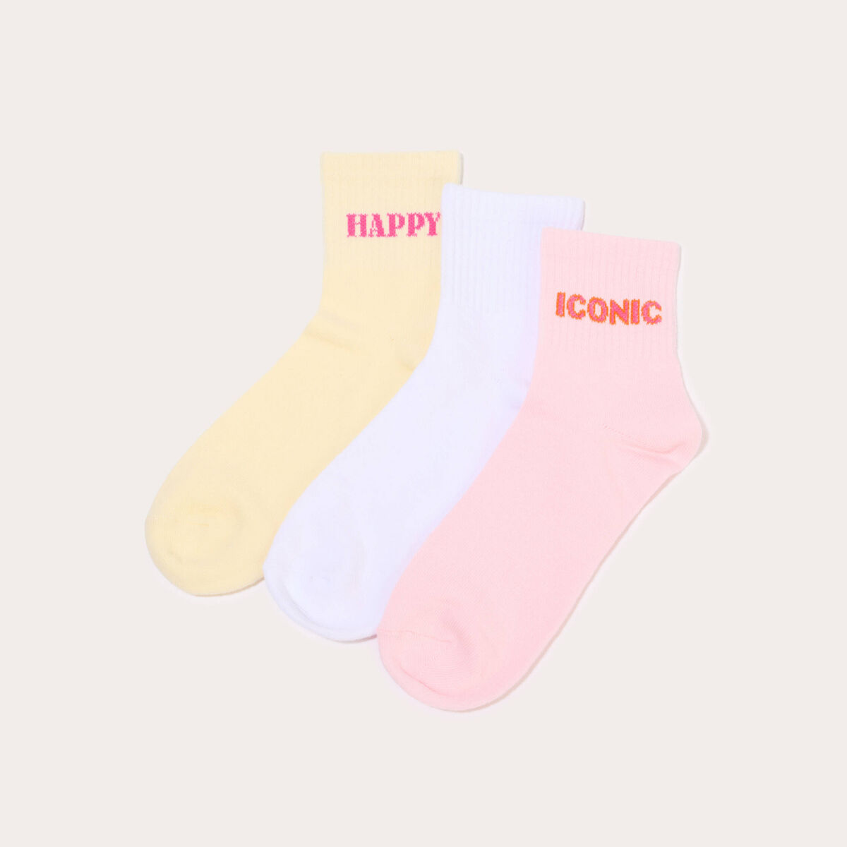 Lot de 3 paires chaussettes jaune clair femme