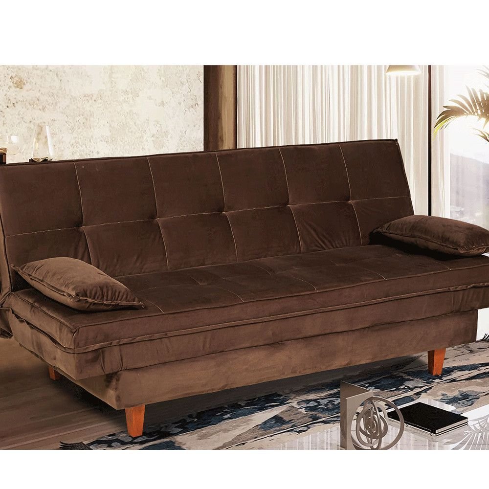 Sofá-cama Casal 3 Lugares Retrátil em Veludo Macio Espuma D26 Certificada Inmetro para Sala de Estar