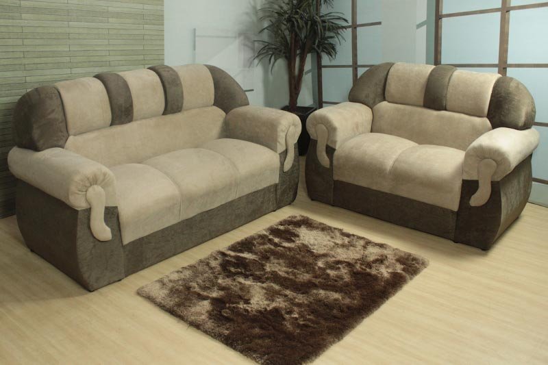 Sofá 2 e 3 Lugares Bege com Marrom 607/603 Corsa