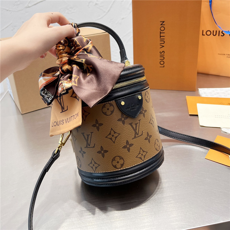 ルイ ヴィトン カンヌ ハンドバッグ Louis Vuitton モノグラム リバース M43986 芸能人 ショルダー バッグ スカーフ付き