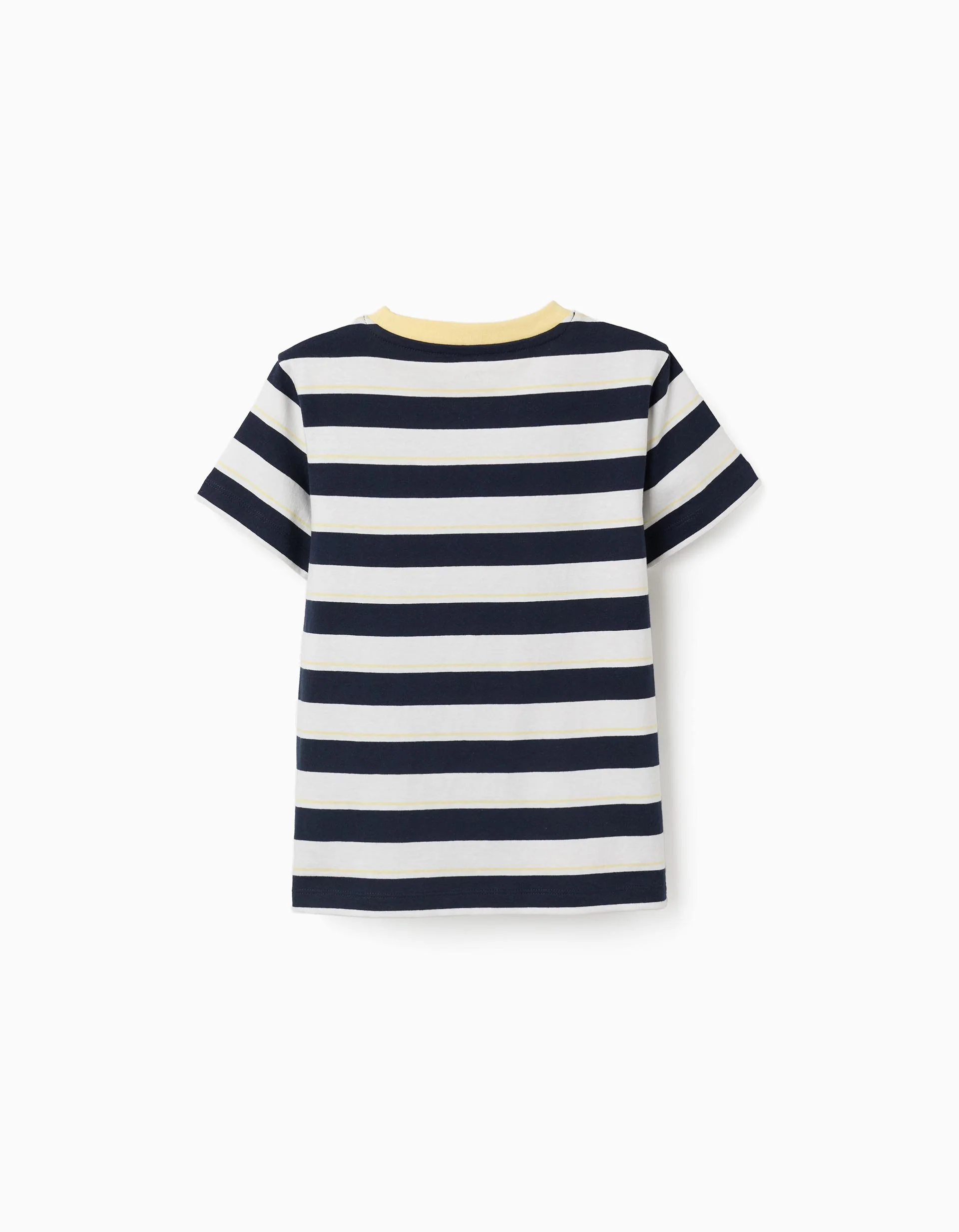 Striped cotton T-shirt for boys, white/blue/yellow