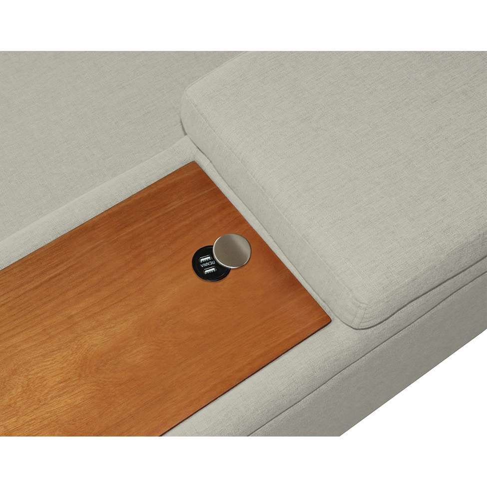 Sofá 5 Lugares com Chaise Direito Clássico com Entrada USB Linho Bege em Promoção | Ofertas na Americanas