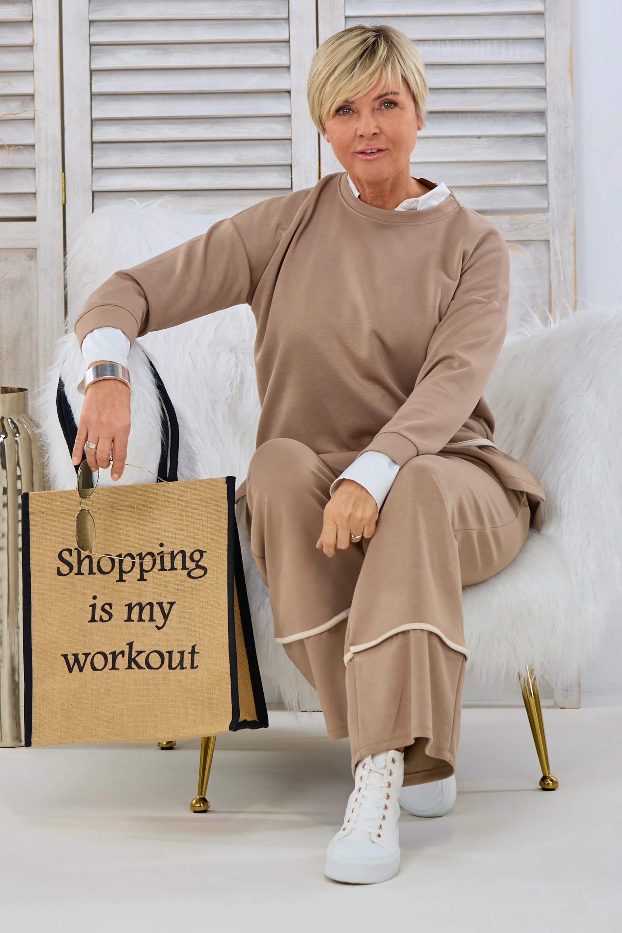 Elegantes Freizeitshirt, taupe