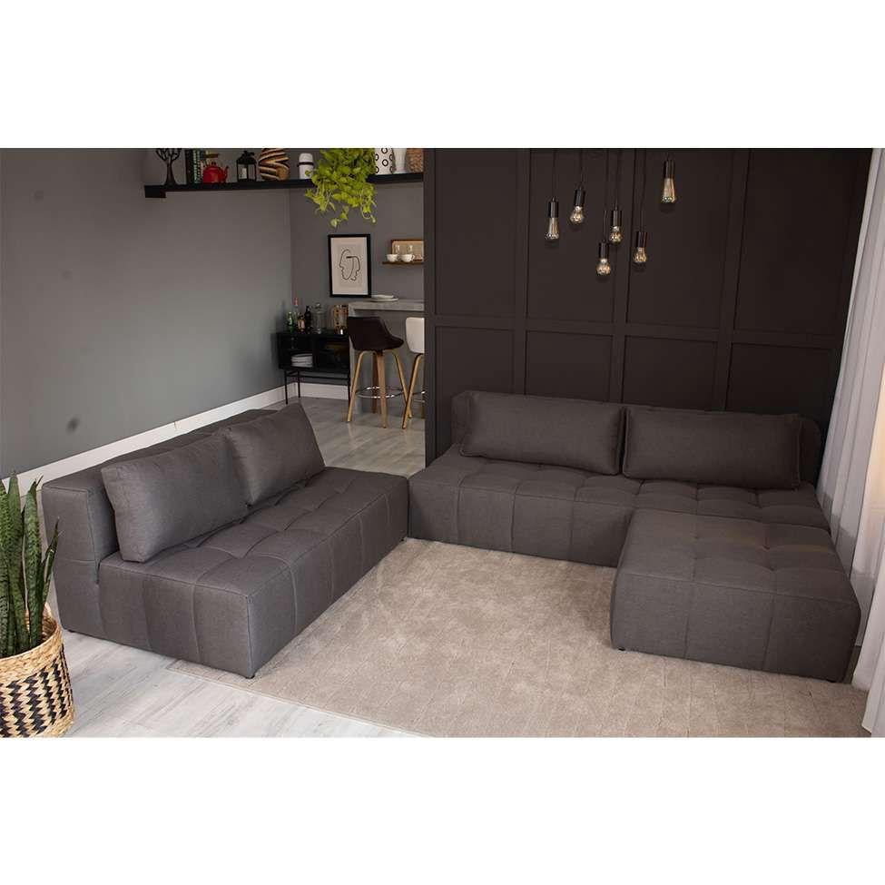 Sofá 2 Lugares Modular Soho Linho Grafite em Promoção | Ofertas na Americanas