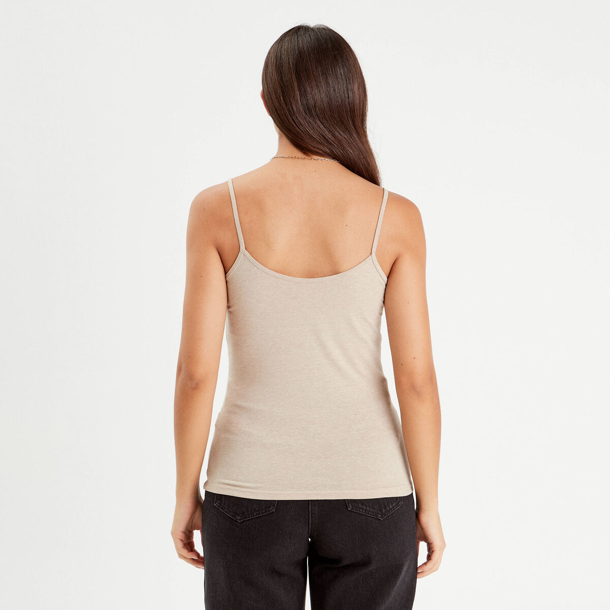 Débardeur bretelles fines beige femme