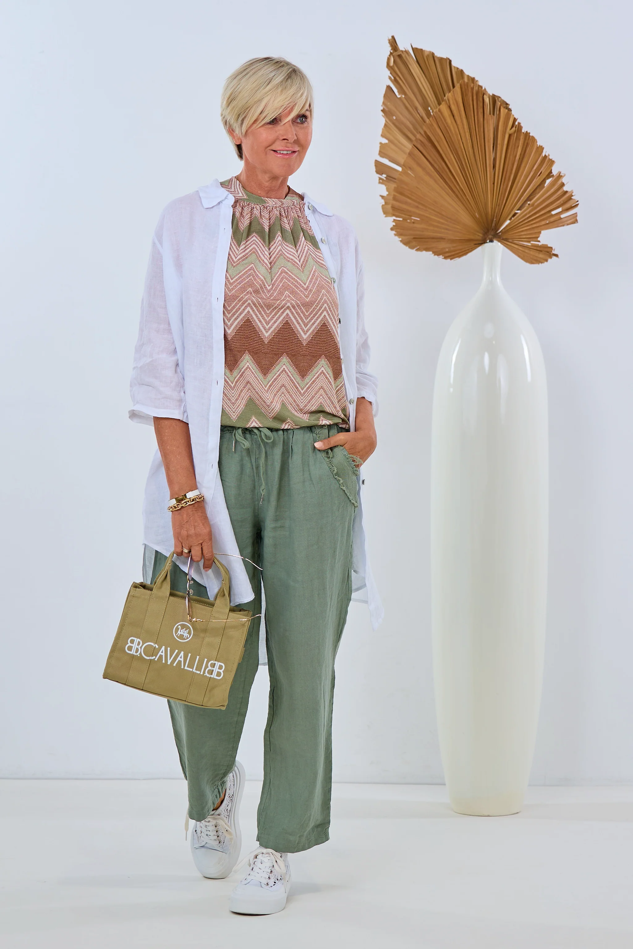 Langes Leinen Hemd, weiß