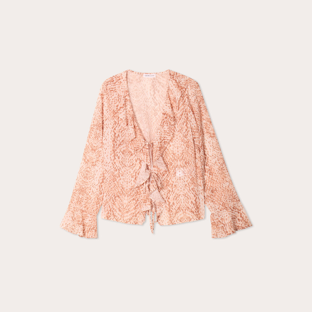 Blouse volants beige femme