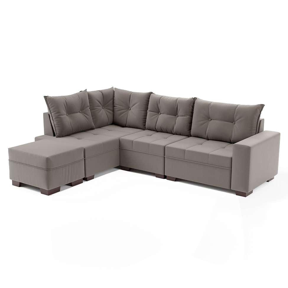 Sofá de Canto 7 Lugares Glória Suede Cinza em Promoção | Ofertas na Americanas