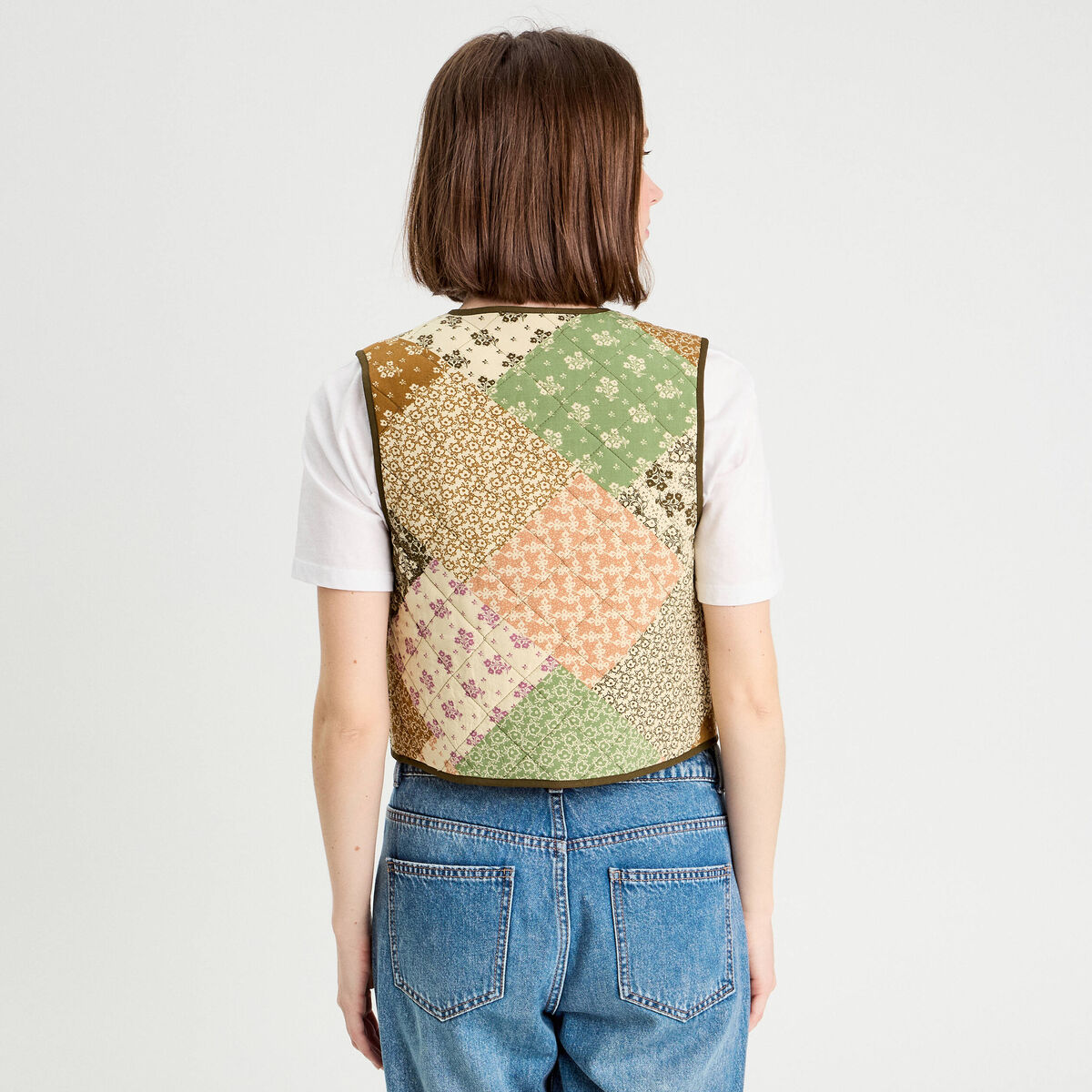 Gilet matelassé sans manches beige femme