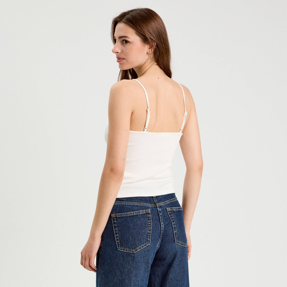 Débardeur bretelles fines blanc femme
