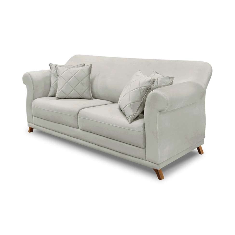 Sofá 3 Lugares Abruzzo Veludo Prata 200 cm em Promoção | Ofertas na Americanas