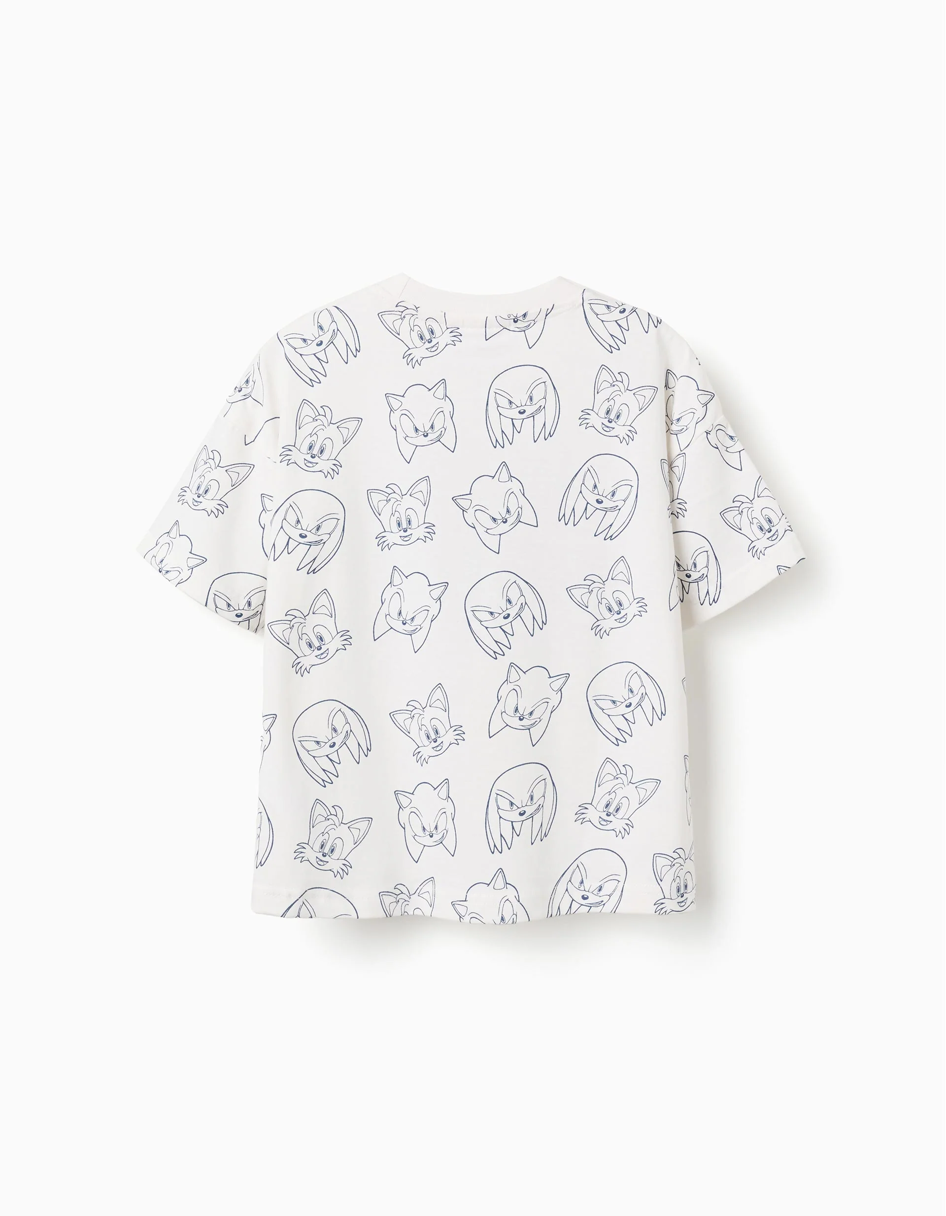 Cotton T-shirt with Team Sonic print for boys, white/blue