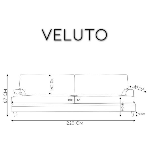 Sofá 3 Lugares Veluto 2,20M Veludo Rosê - Gran Belo