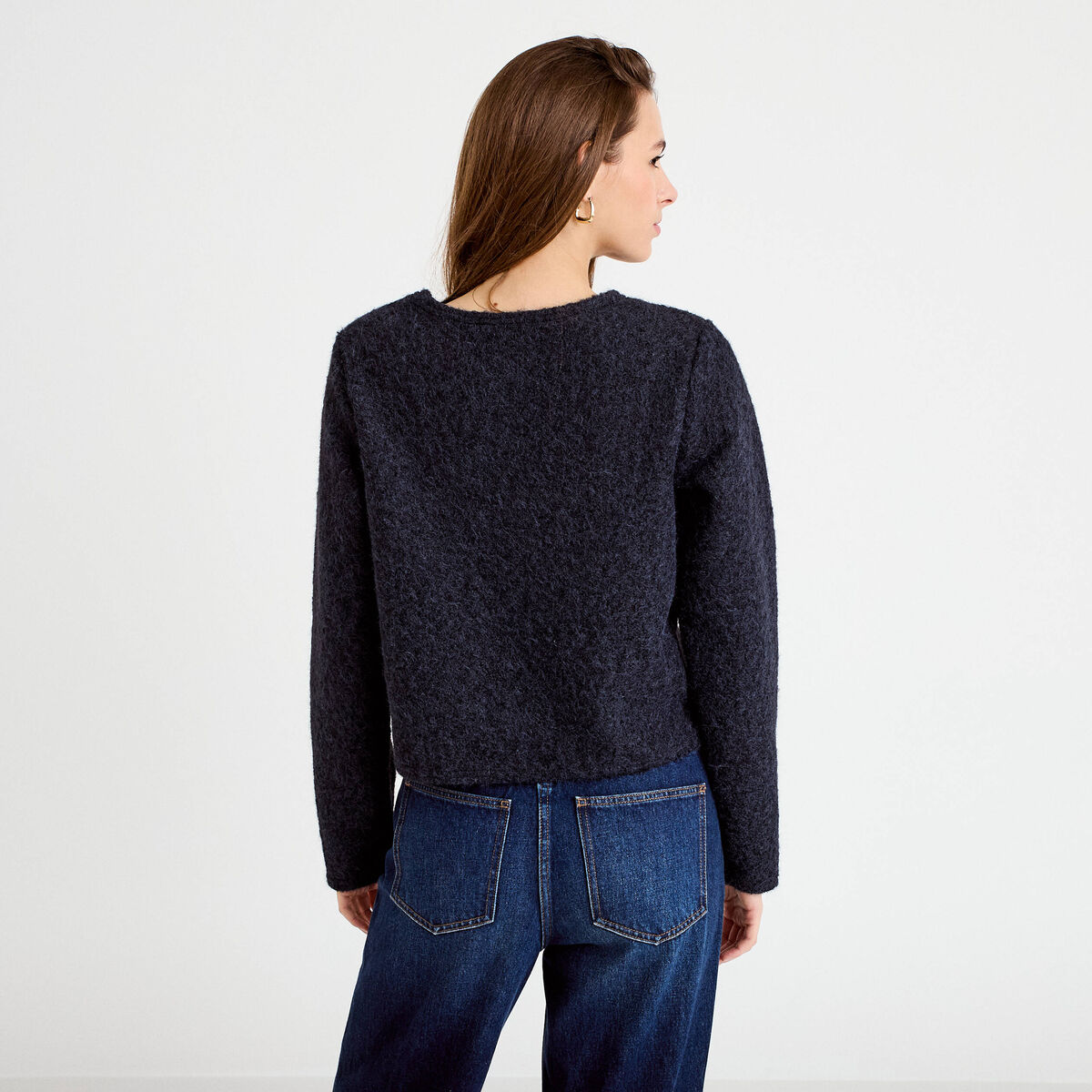 Veste effet polaire bleu marine femme