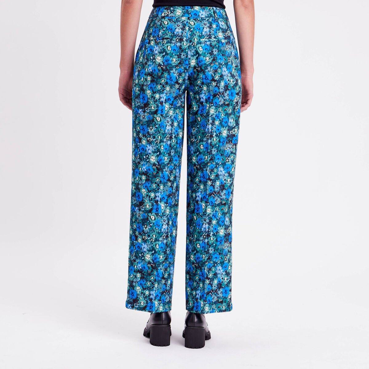 Pantalon city jambes larges vert femme