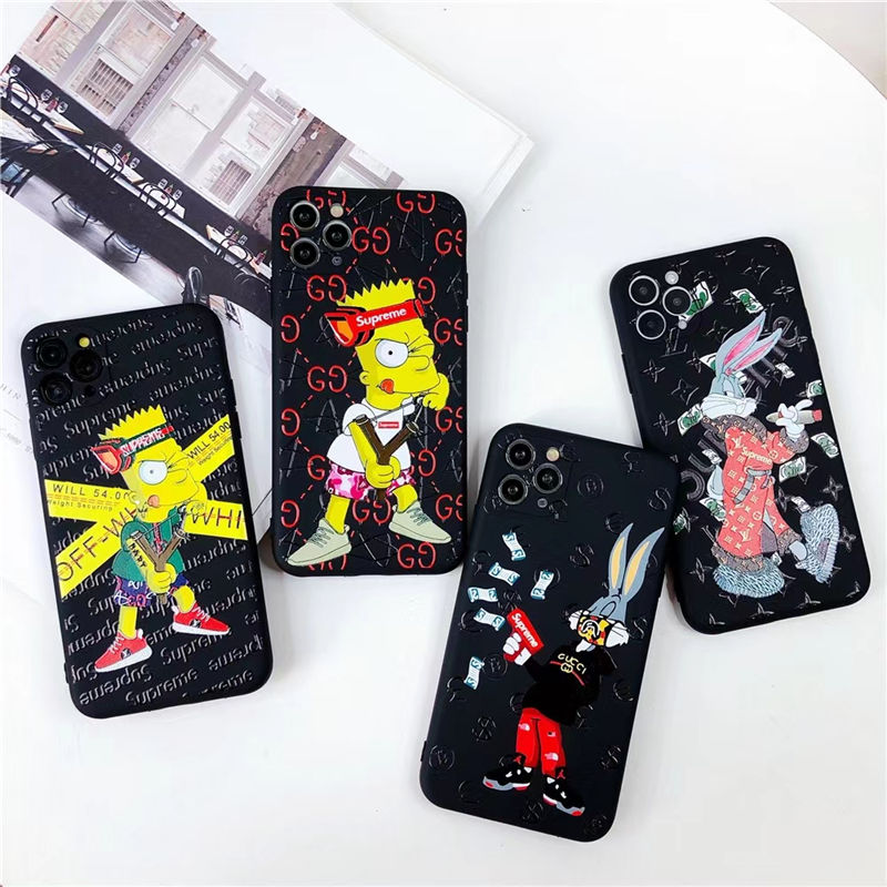 シュプリーム アイフォン13pro maxケース おもしろ シンプソン iphone12pro max/12mini ケース supreme パロディ iphone11/11プロ カバー バッグスバニー 携帯ケース ハイ ブランド iphonexs/xr ケース ペア キャラクター