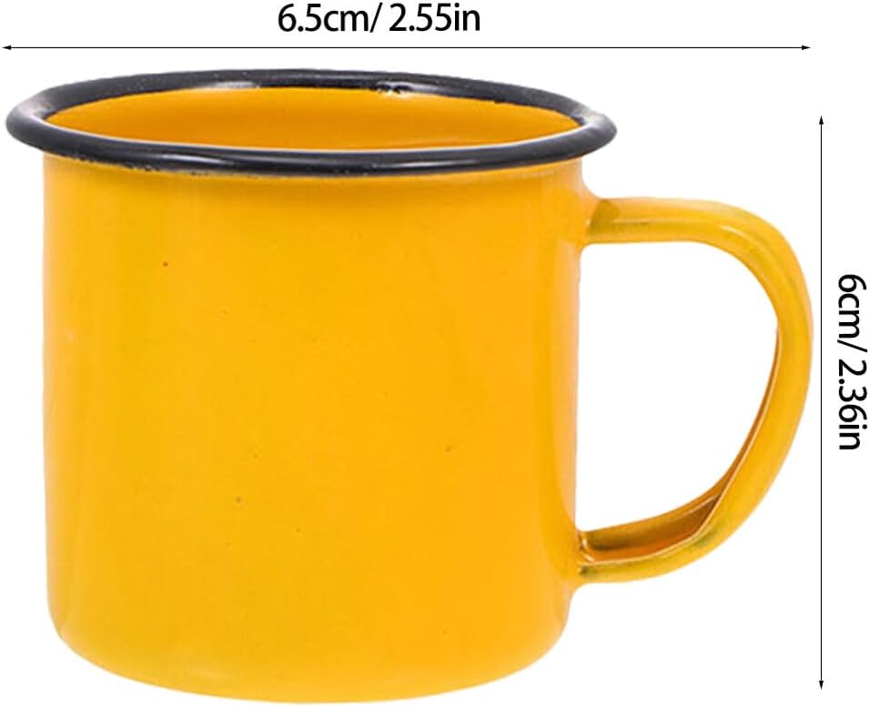 Vintage Enamel Mug 2.55In Retro Coffee Tea Cup Lightweight Water Beverage Cup with Anti-Slip Handle for Home Office Camping Party