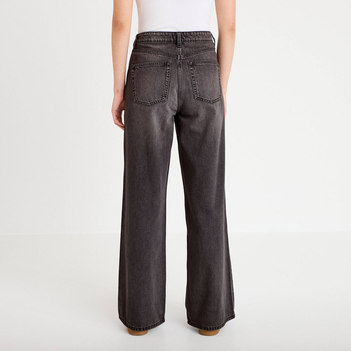 Jeans wide leg taille haute denim noir femme