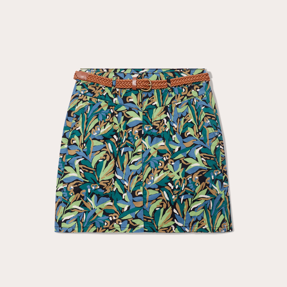 Jupe chino droite ceinturée noir femme