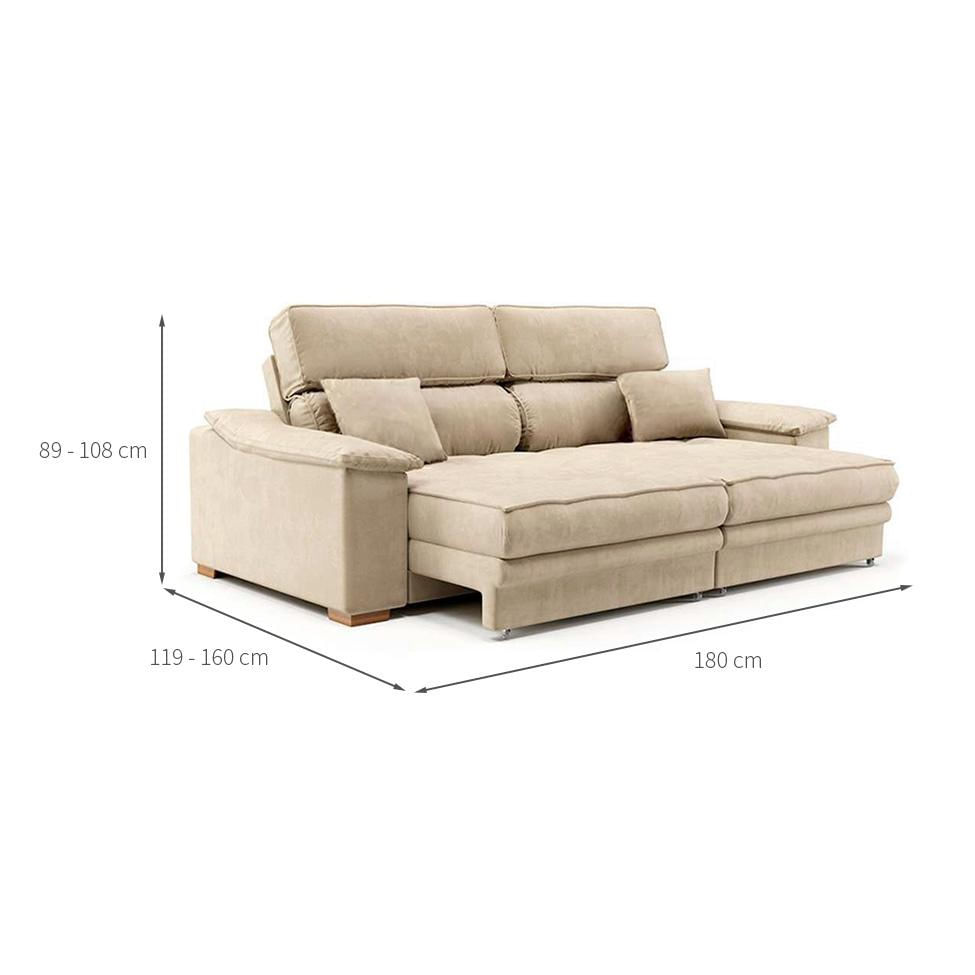 Sofá 3 Lugares Retrátil e Reclinável Lupin Velosuede Bege 180 cm em Promoção | Ofertas na Americanas