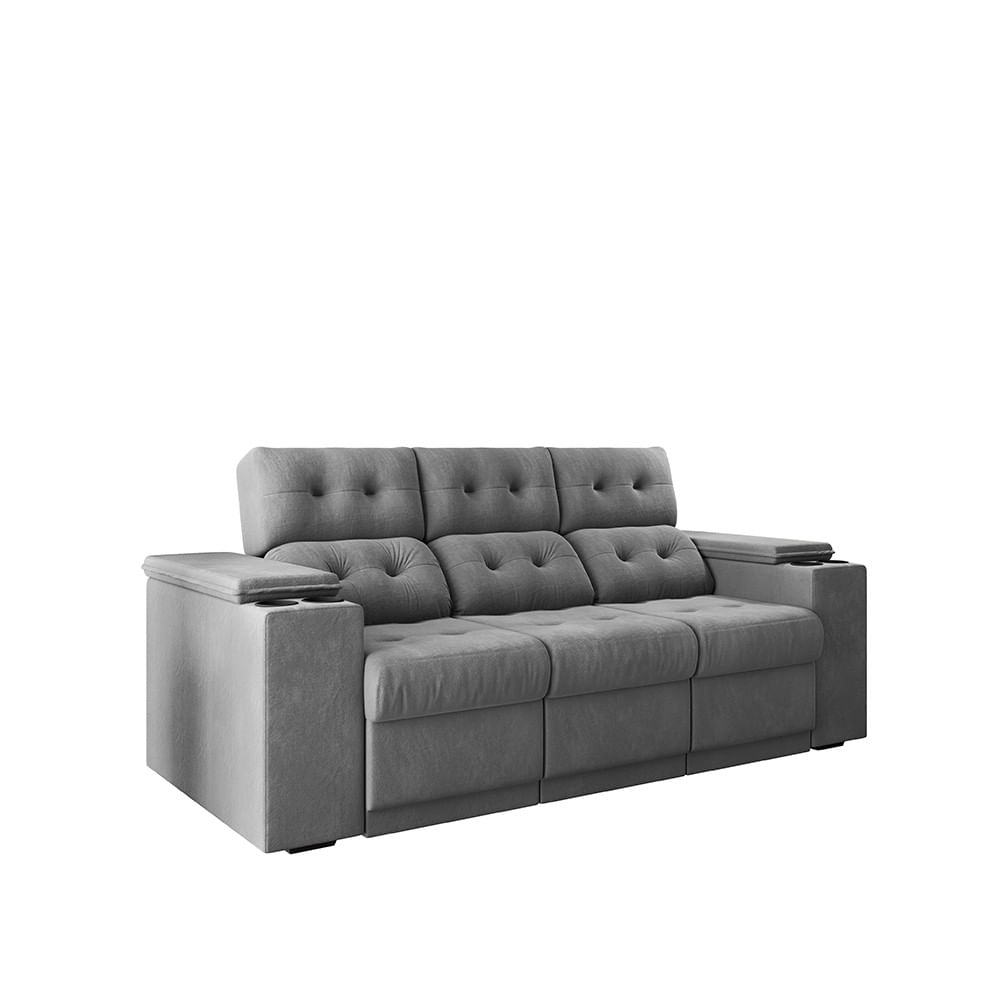 Sofá 3 Lugares Retrátil 210cm Suede Frankfurt Flash Estofados