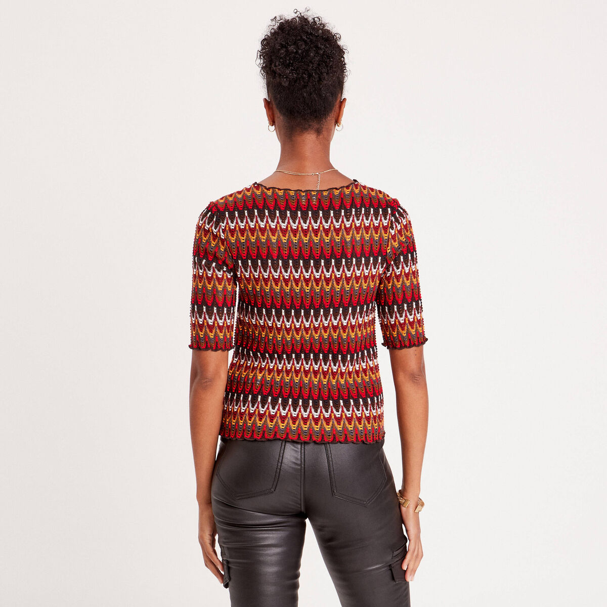 T-shirt cintré manches 3/4 bleu foncé femme