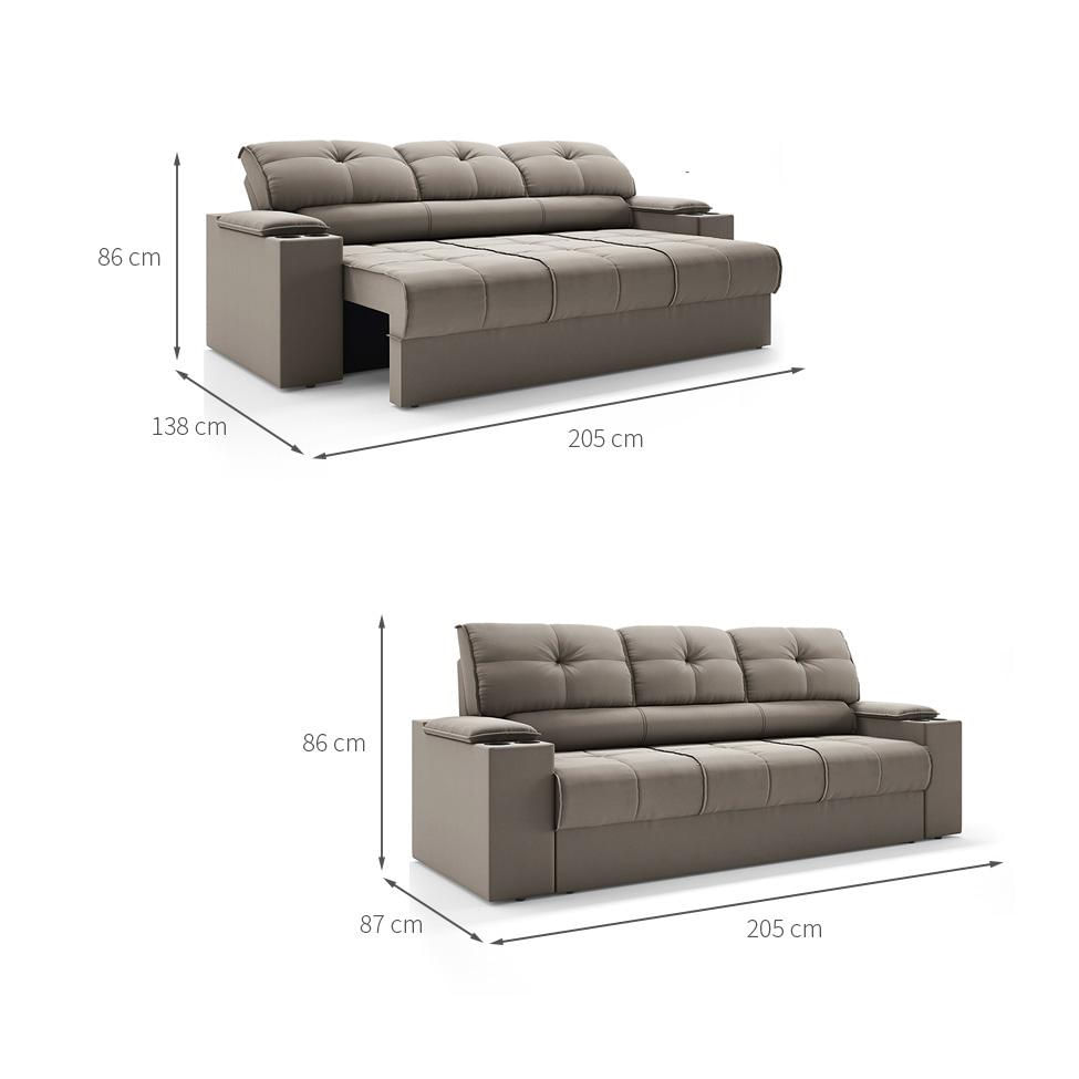 Sofá 3 Lugares Retrátil e Reclinável Tom com Porta-Copos Velosuede Capuccino em Promoção | Ofertas na Americanas