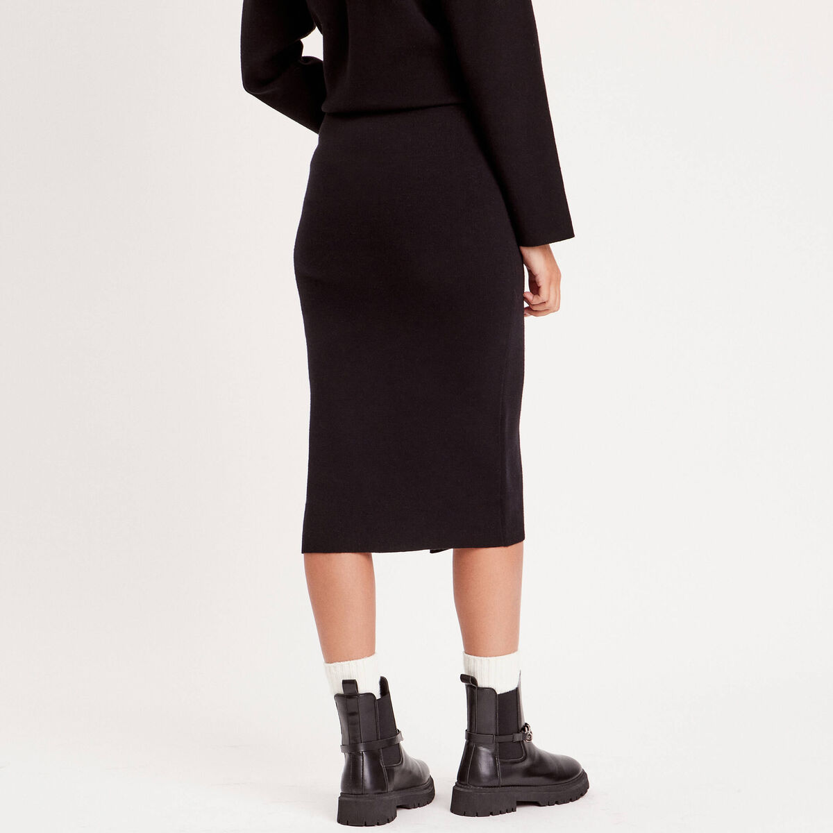 Jupe midi moulante noir femme