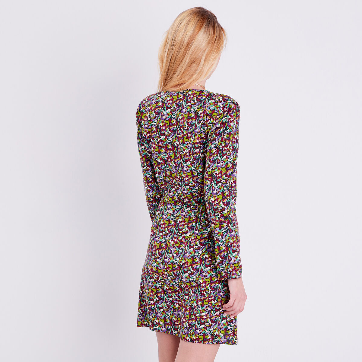 Robe évasée manches 3/4 noir femme