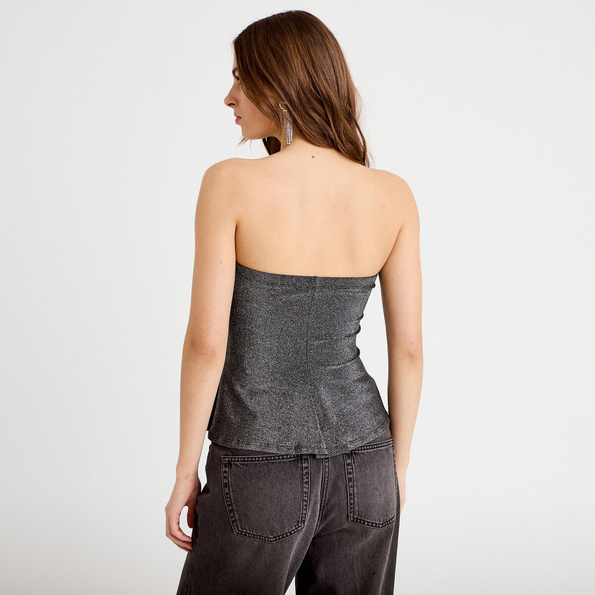 Bustier sans manches couleur argent femme