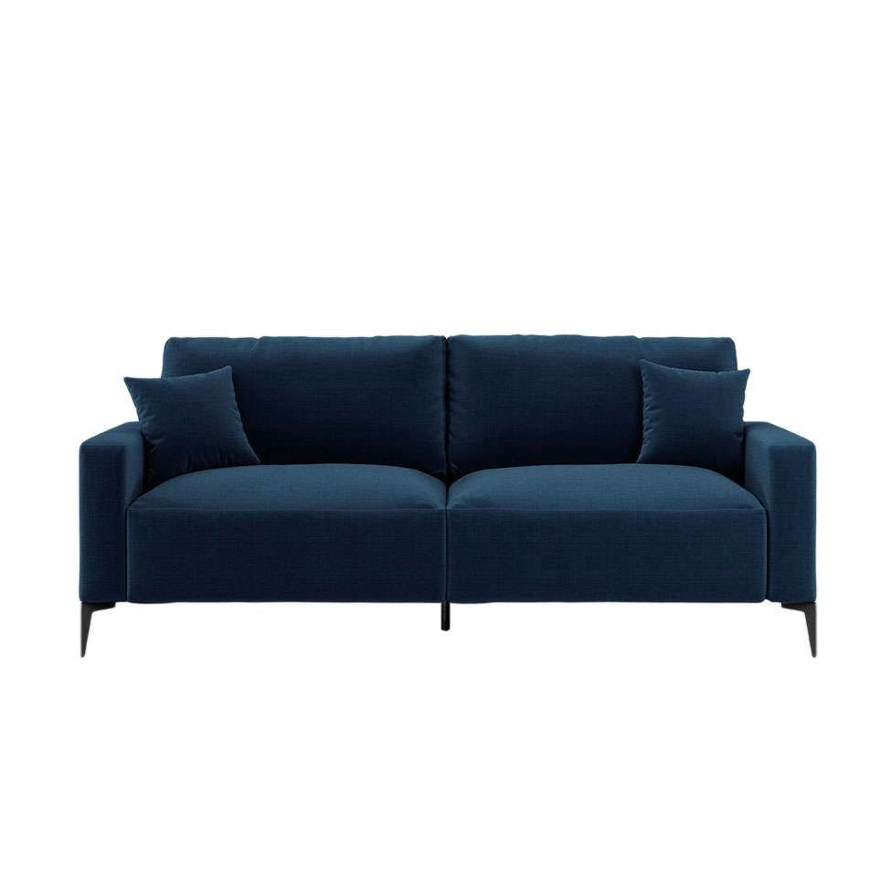 Sofá na Caixa 3 Lugares com Molas Ensacadas 200 cm e Puff Ubbe Linho Azul Marinho em Promoção | Ofertas na Americanas