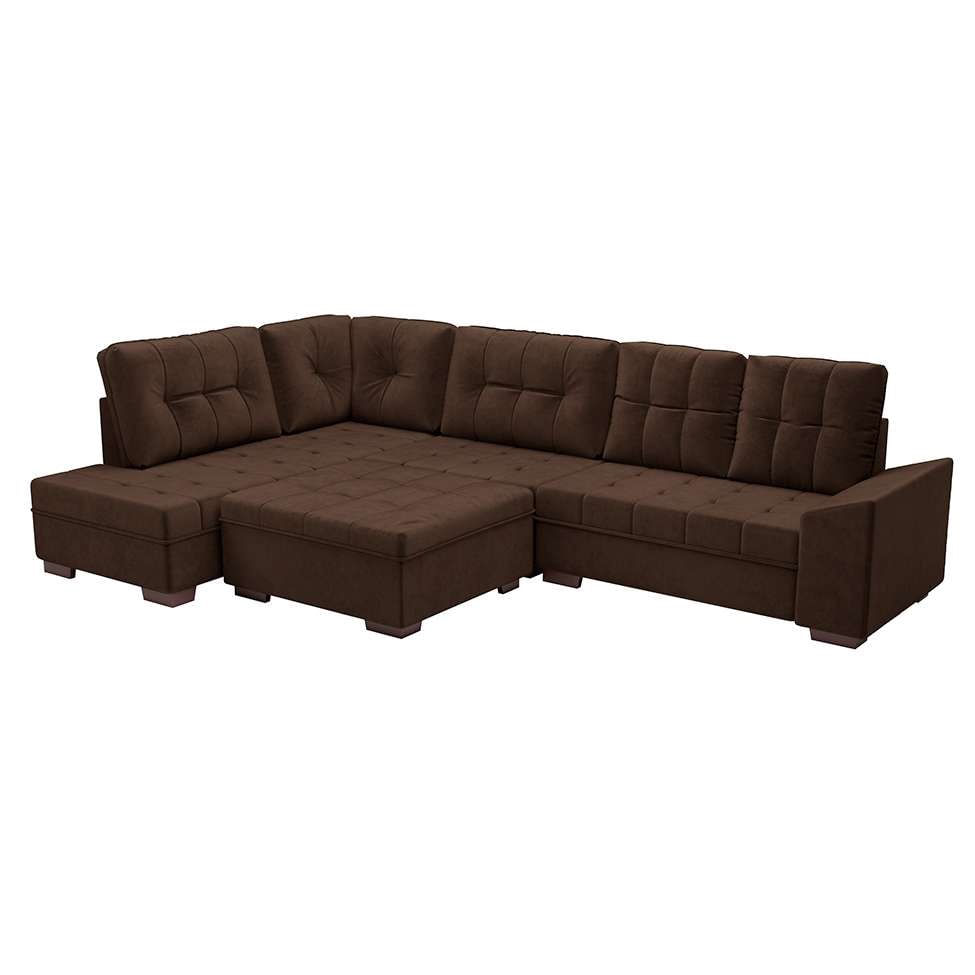 Sofá de Canto Leblon Veludo Café em Promoção | Ofertas na Americanas