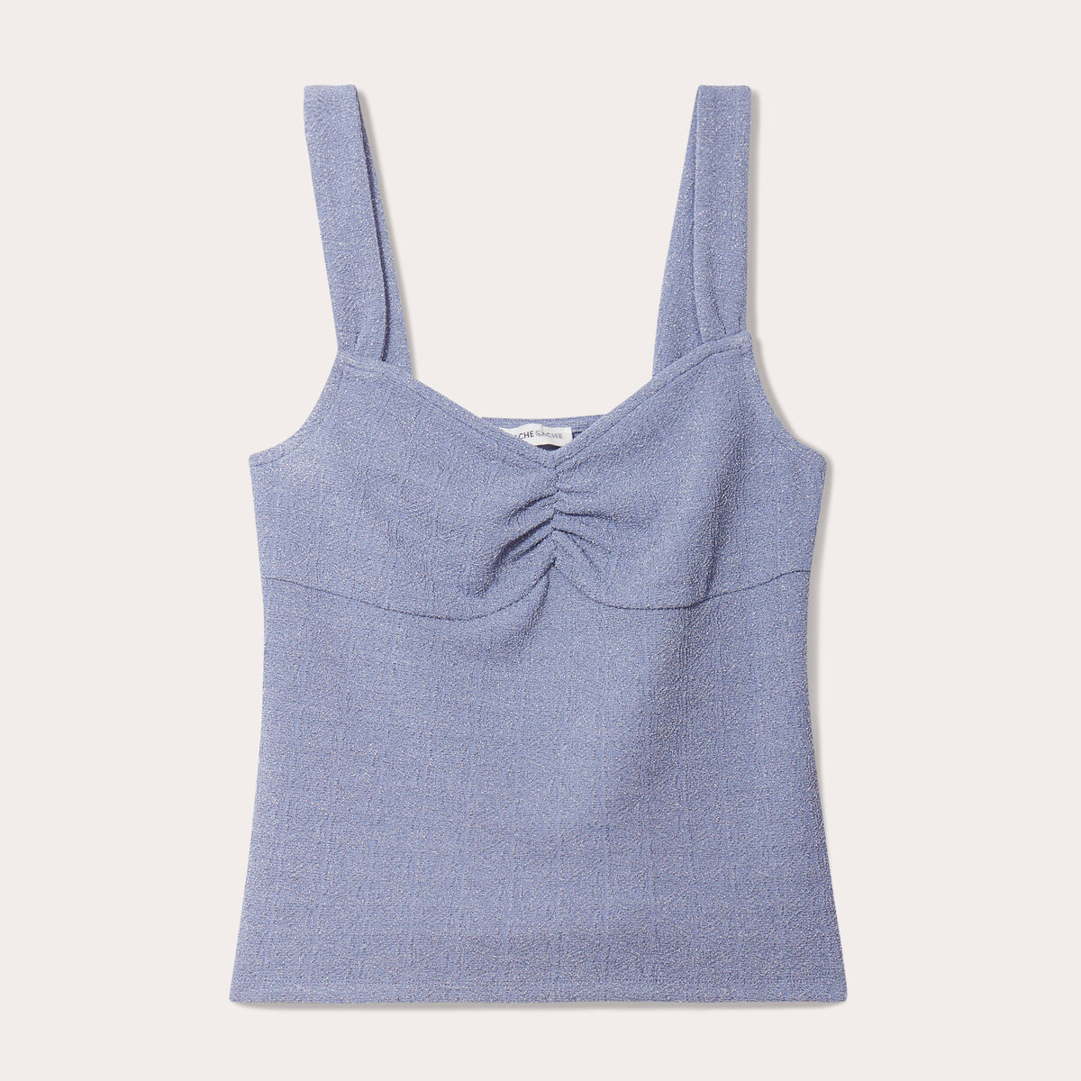 Débardeur fils métallisés bleu gris femme