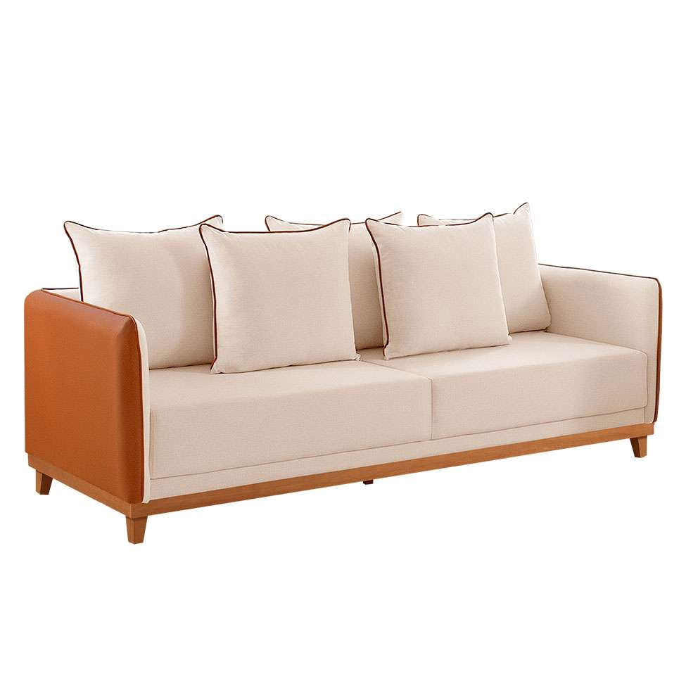 Sofá 3 Lugares Inhotim Linho Bege e Paçoca em Promoção | Ofertas na Americanas