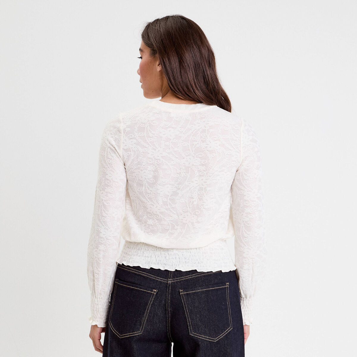 Blouse manches longues ecru femme