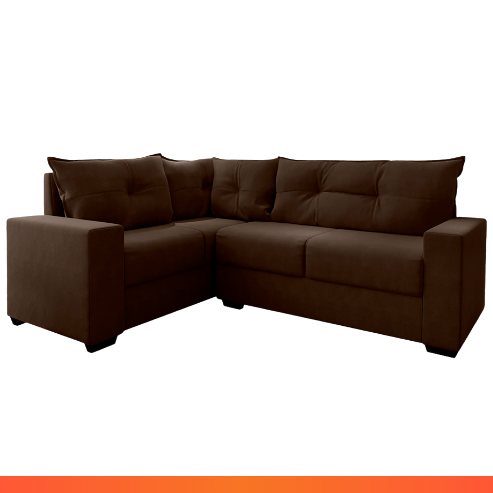 Estofado Sofá de Canto 5 Lugares Veneza com Espuma D-26 e Estrutura de Eucalipto