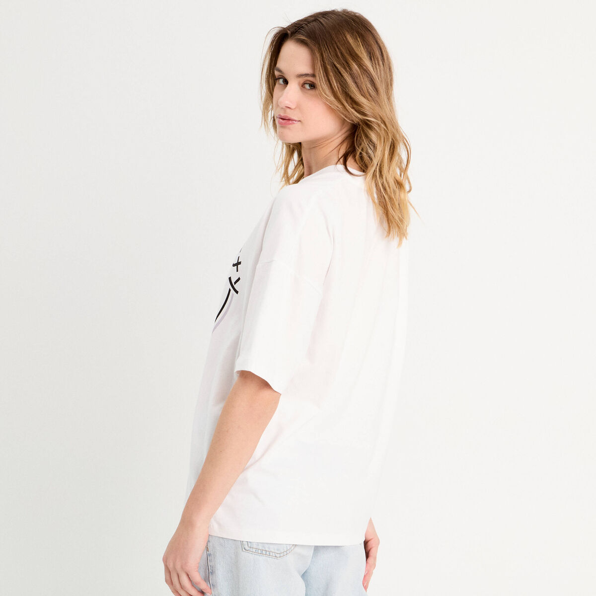 T-shirt oversize Hello Kitty blanc femme