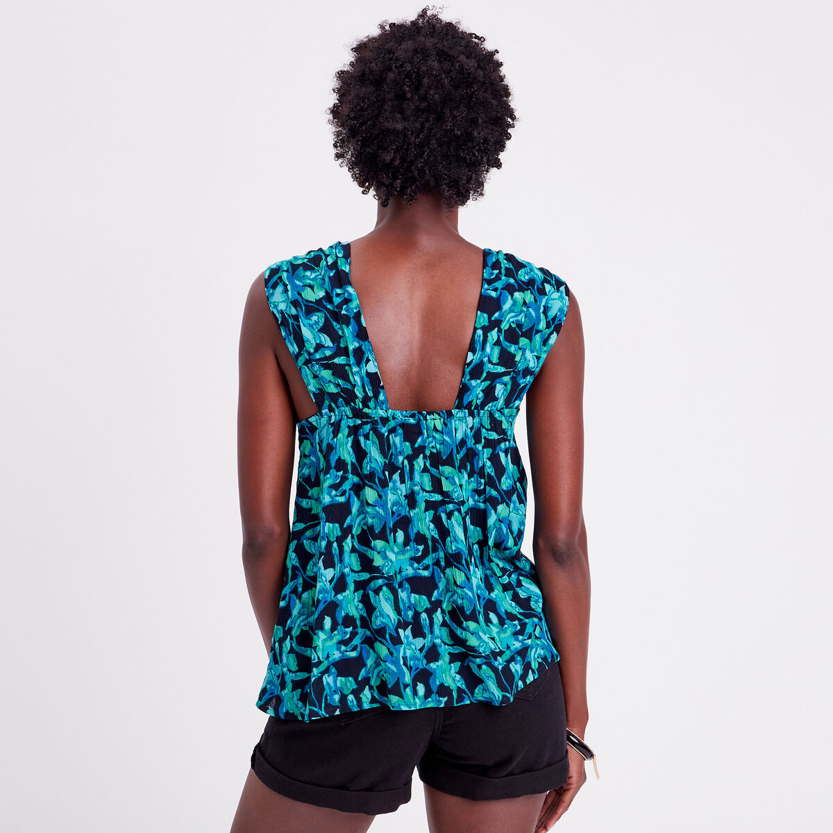 Blouse bretelles larges noir femme