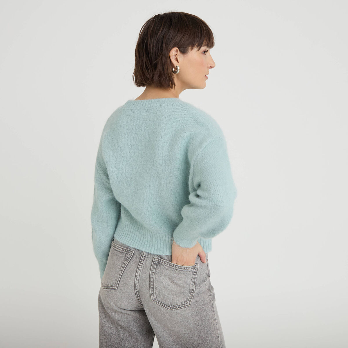 Pull manches longues vert clair femme