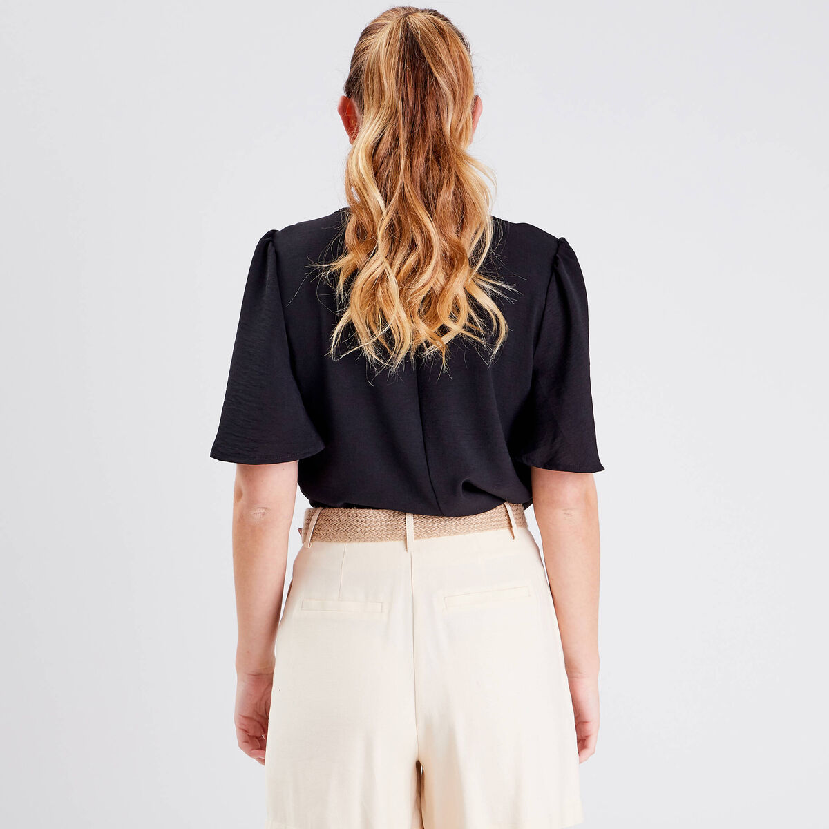 Blouse manches courtes noir femme